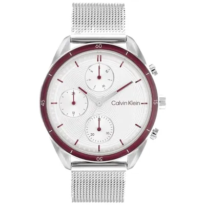 کاتژمێری ژنانە کاڵڤین کلاین Calvin Klein 44 ملم بە ڕووی زیوین دروستکراوی وڵاتی سویسرا