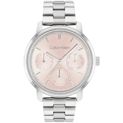 کاتژمێری ژنانە کاڵڤین کلاین Calvin Klein 44 ملم بە ڕووی زیوین دروستکراوی وڵاتی سویسرا