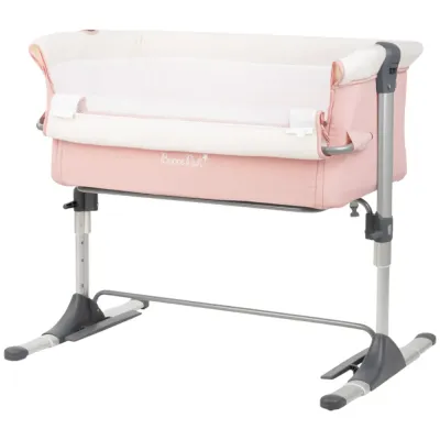 KikkaBoo Bonne Nuit Bedside Crib, Pink Melange