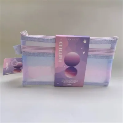 Miniso A6 Gradient Double-layer Mesh Stationery Case Gradient Purple