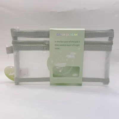 Miniso A6 Double-layer Simple Mesh Stationery Case Light Green