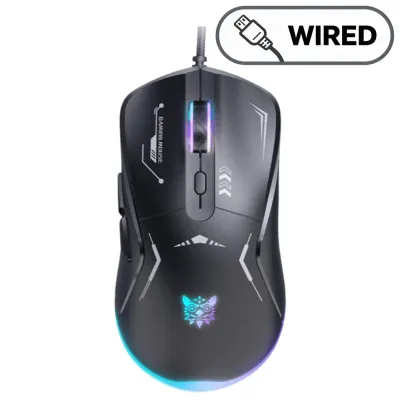 ONIKUMA CW917 Wired Gaming Mouse USB Connection 2400 DPI RGB Light 7 Programmable Buttons - Black