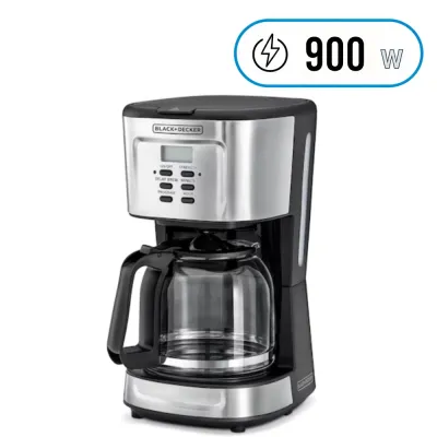 Black & Decker DCM85-B5 Coffee Maker 12-Cup 900W, Black/Silver