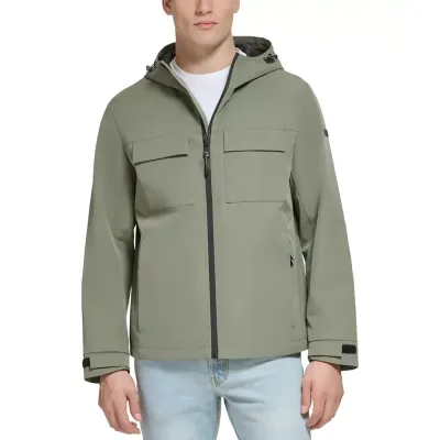 DKNY Performance Tech Hooded Modern Storm Coat for Men - Light Olive