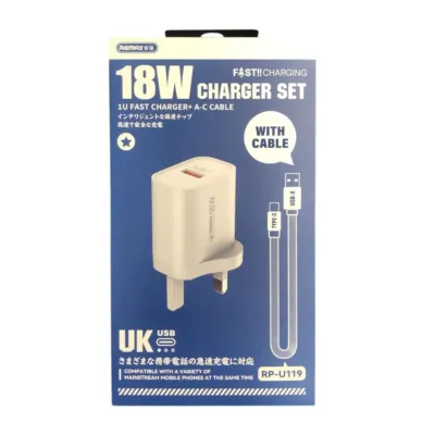 Remax RP-U119 18W Fast Charger Set - Fast Charging - Compact
