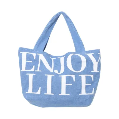 Miniso Alphabet Denim Mini Crossbody Bag - Light Blue